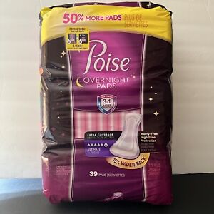 Poise Overnight Incontinence Pads Ultimate Absorbency 39 Counts