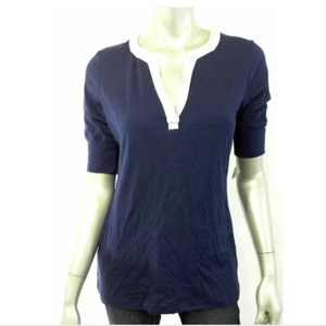 Camiseta para dormir Nautica para mujer XS azul marino a cuadros cuello en V algodón - Imagen 1 de 2