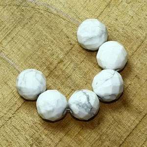 45.15cts Natural Howlite Faceted Round Beads Loose Gemstone Size 10mm 6pcs - Picture 1 of 6