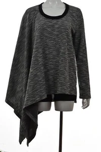 NEW Nu Construction Womens Sweater Size M Black Gray Scoop Neck Poncho Cotton - Bild 1 von 6