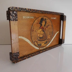 Plateau gravure souvenir ALSACE SELESTAT fait main art déco XXe PN France N3008 - Imagen 1 de 12