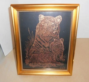 Copper Etching Original 11" x 9" Tigers - Picture 1 of 6