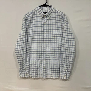 GAP Button Down Shirt Mens L White Blue Plaid Long Sleeve Casual Cotton - Picture 1 of 5
