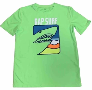 Gap Boys Kids Neon Green Shark Short Sleeve Swim Top Rash Guard Size L - Picture 1 of 4