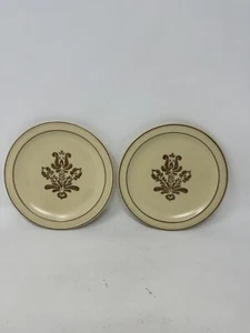 2 Vintage Pfaltzgraff Salad Plates Village Pattern Brown Made In USA 7” EUC - Picture 1 of 8