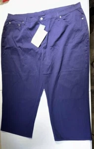 Denim & Co Womens Size 28 Plus Wide-Leg Crop Denim Pants Antique Blue Stretch NW - Picture 1 of 12
