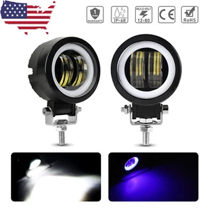 2X 3inch Round LED Work Light Bar Spot Pods Driving Fog Halo Offroad ATV SUV 4WD - Picture 1 of 12