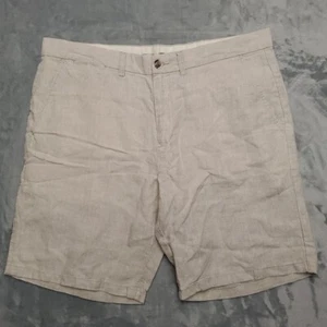 Old Navy Shorts Mens 38 Beige Flat Front 100% Linen Classic Comfort Casual - Picture 1 of 7