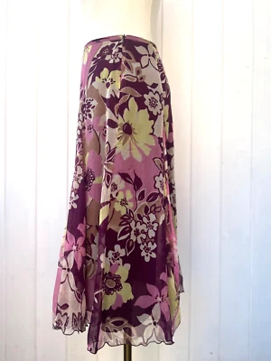 Vintage Artigiano Italian silk floral  skirt UK 8 waist 24" - Image 1 of 4