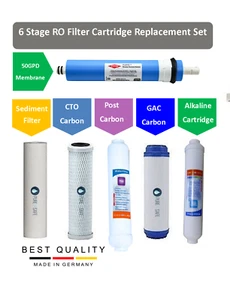 6-Stage Reverse Osmosis Water Filters Set with Membrane & Alkaline Cart- Germany - Picture 1 of 1