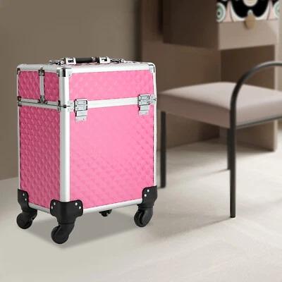 Estojo de maquiagem profissional estojo de cosmetologia rolante alumínio beleza viagem - Imagem 1 de 4