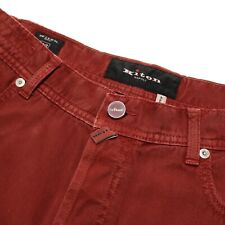 Kiton NWD Five Pocket Jean Cut Pants Size 33 US In Solid Red Cotton Blend