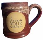 Deneen Pottery Mug Love Your Melon 2016 Pottery Mug Burgundy Drip Glaze Signed