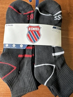 K•Swiss Men’s Sz 10-13 Black Ankle Socks 6pairs NWT - Image 1 of 4