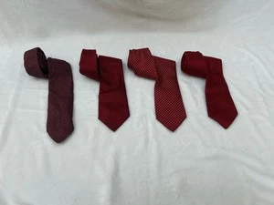 Lote de 4 Corbatas Ermenegildo Zegna Seda Hechas en Italia Patrones Geométricos Rojos - Imagen 1 de 21