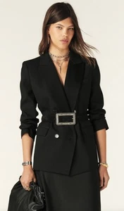 ba&sh Shawn Notch Coller Double Breasted Blazer Black Size large - Picture 1 of 6