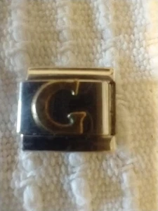 3/8"FIRENZE INITIAL LETTER"G"ITALIAN METAL CHARM~SILVERTONE~3D~ZOPPINI LIKE~GOLD - Picture 1 of 2