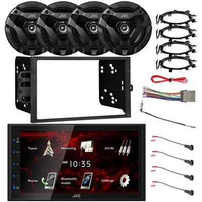 JVC 2DIN Bluetooth USB Car Receiver, 4x 6.5" 300W Speakers, 95-Up GM Install Kit - Imagem 1 de 4