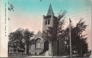 Postal de colección de FARGO, Dakota del Norte "Primera Iglesia Metodista" 1909 ND Cancelar - Imagen 1 de 2