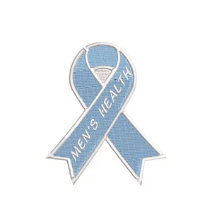Cinta de apoyo a la concienciación sobre la salud para hombre parche azul bordado aplique de hierro - Imagen 1 de 12