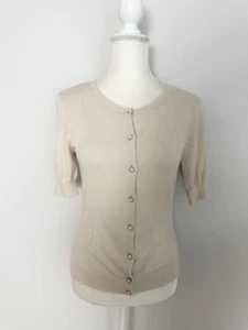 New York & Co. Womens Button Down Cardigan Sweater Size S Ivory Short Sleeves - Picture 1 of 11