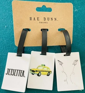 Rae Dunn Travel 3 Pack Of Mini Luggage Tags 2x3 Inches Long Brand New w/ Package - Picture 1 of 3