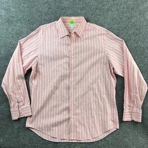 Camisa Banana Republic Hombre XL 17 1/2 Rosa Blanco Rayas Informal Abotonada * - Imagen 1 de 11