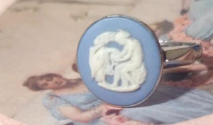 Wedgwood Leda and The Swan Mythology Ring Silver Toned Blue White Marked JW - Picture 1 of 17