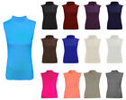 Ladies Sleeveless Turtle Neck Top Womens Roll Neck Polo Neck Jumper UK Size 8-22
