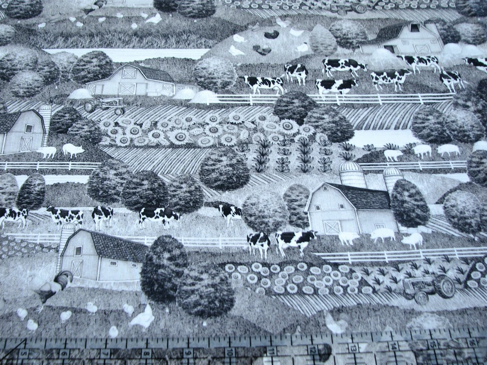 Tela de algodón digital de 3 yardas - Telas QT pastos más verdes granja escénica BWG Foto 1 de 1