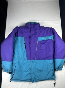 Vintage Marmot Goose Down Parka Jacket Two Tone Blue Purple Men’s Large Rare USA - Picture 1 of 19