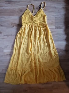NWT Blush Women's golden yellow crochet smocked sundress size XL - Picture 1 of 7