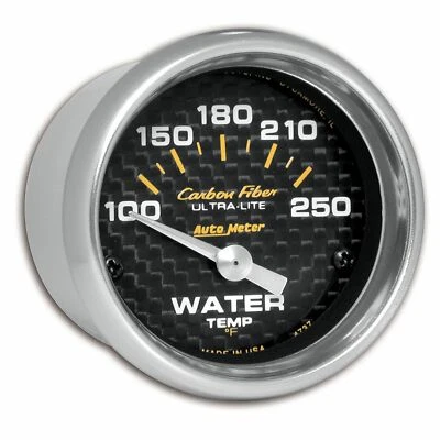 Auto Meter 4737 Carbon Fiber Electric Water Temperature Gauge 100-250 Deg 2 1/16 - Image 1 of 2