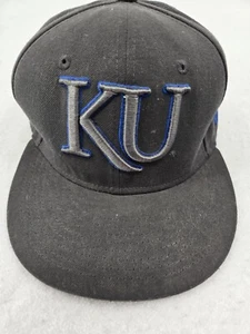 New Era 59Fifty University of Kansas KU Gray Cap Adult Fitted Size 7 1/4 Hat - Picture 1 of 10