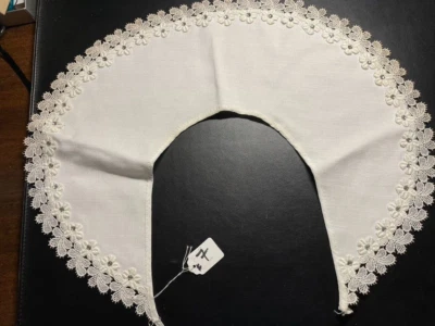 Винтажный белый льняной воротник с Rheinstone края в цветы 1940-60 свитер верх - Изображение 1 из 3