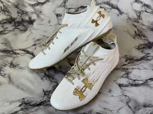 Cleats Under Armour Men Blur 2.0 Smoke Suede White Gold Football Shoes Size 15 - Picture 1 of 24