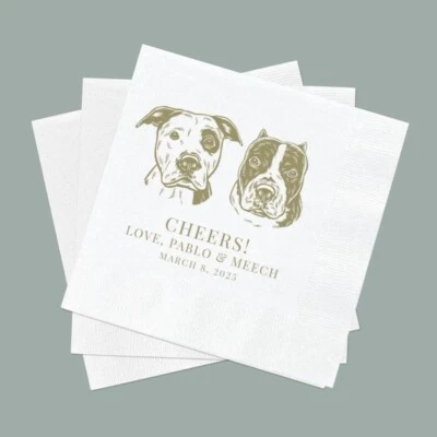 Custom Cocktail Napkins Personalized Name & Date For Weddings & Bridal Showers - Image 1 of 4