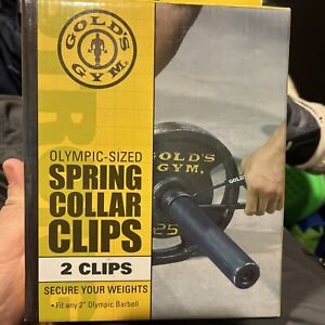 Golds Gym Olympic Size Spring Collar Clips 2" for Barbells New Open Box