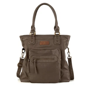 Wrangler Soft PU Leather Tote Crossbody Bag with Multiple Pockets & Strap Khaki - Picture 1 of 7
