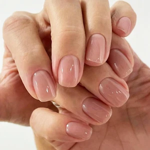 Press on Nails Extra Short Squoval, Spring Summer Nude Jelly Gel Glue on Nails, - Picture 1 of 12