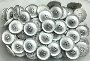 Buttons 18mm 23mm 30mm 34mm White Aged Silver Shabby Chic 4 Hole W426-A M65 M65A - Picture 1 of 24
