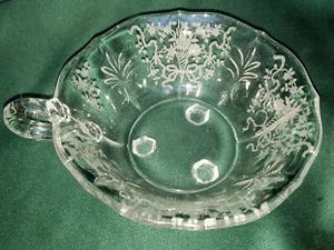 Vintage 1930s Fostoria Corsage Etched Crystal-Clear candy nut dish - Picture 1 of 4