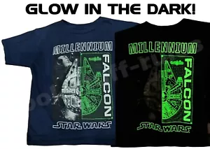 Disney - Star Wars Millennium Falcon - Glow In The Dark T-shirt SIZE M(8) - Picture 1 of 4