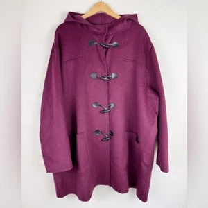 J. Jill Burgundy Wool Blend Toggle Button Coat - Picture 1 of 9
