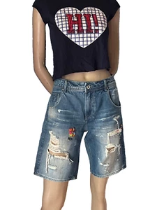 Jeans Shorts Fracomina Nolita antifit Shorts zerrissen Blumen Cochella W 29 - Bild 1 von 13