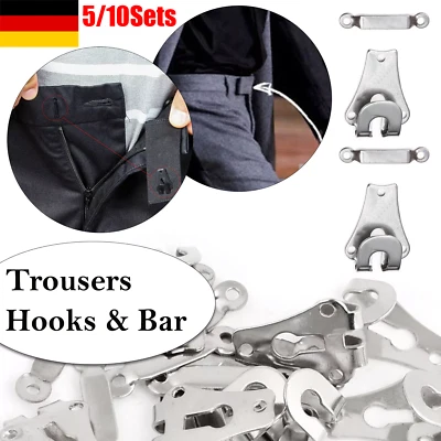 YANQUEENS 5-25er set Hosenhaken mit Steg Verschluss Klammer Knopf Rockhaken Ösen silber
