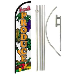 Frische Produkte windstill volle Kurve Werbung Markt Banner Flagge & Stange Kit - Bild 1 von 9