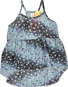 Camiseta sin mangas TruLuv Kids azul mangas con correa poliéster suave fluida transparente floral talla 10 - Imagen 1 de 2
