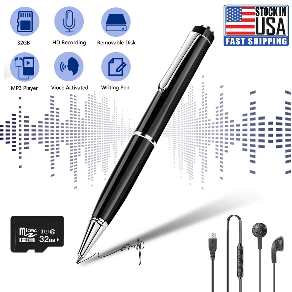 32GB Spy Digital Audio Recorder Voice Activated Dictaphone Mp3 Lecture Recorder - Image 1 of 4