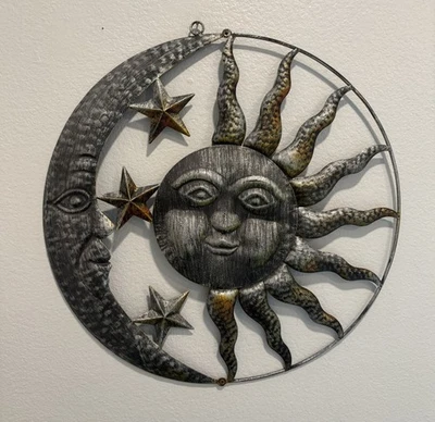 Dimensional Sun Moon Stars Metal Art Rustic 18" Wall Hanging Decor - Image 1 of 4
